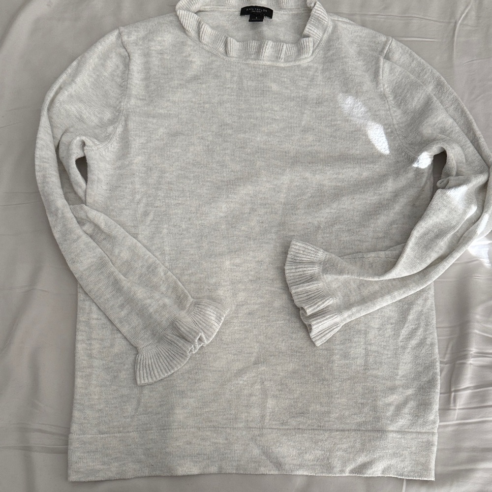 Women's Gray Ruffled Sweater